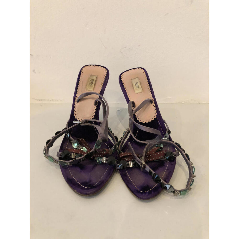 Elegant Prada Purple High Heels with Beaded Accents